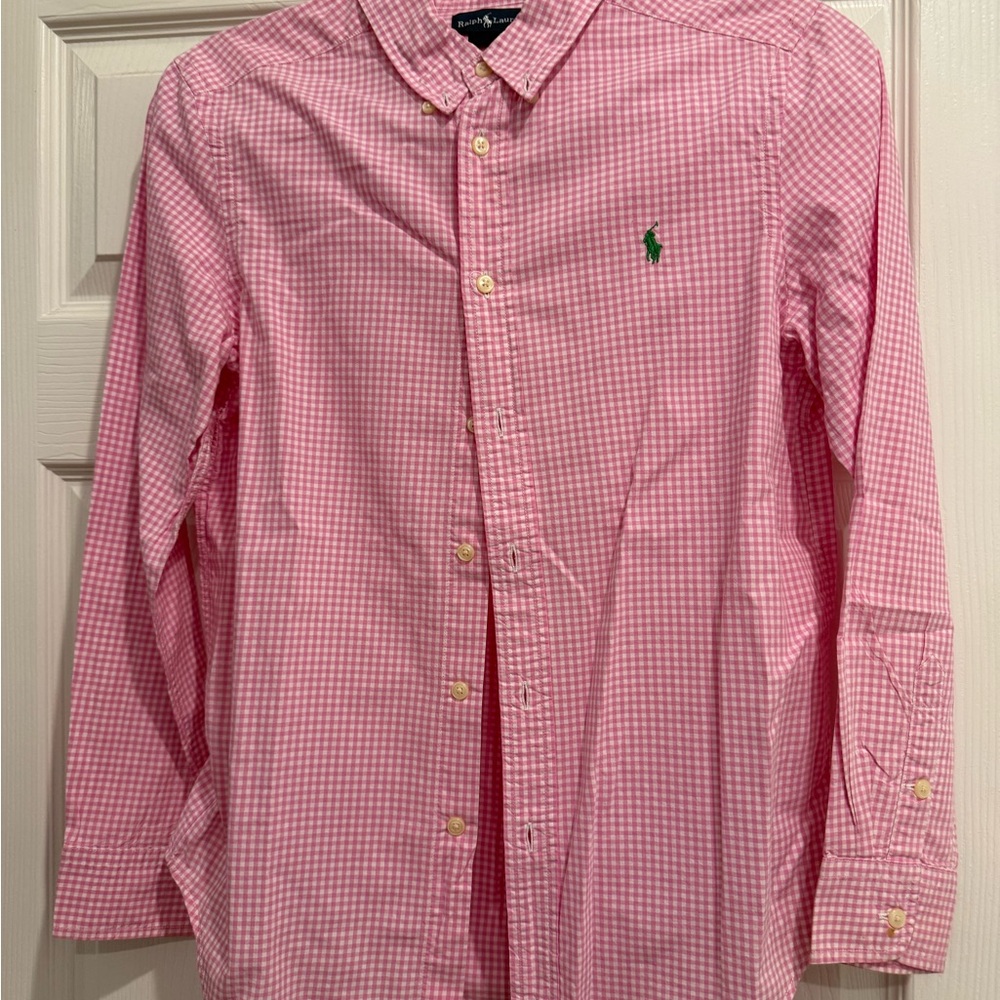 Ralph Lauren Pink Gingham boys large size 14-16 Shirt